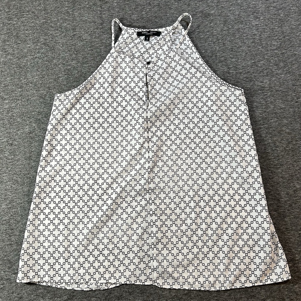Romeo + Juliet Couture Halter Top Women's Small Chain Link Print Open Back